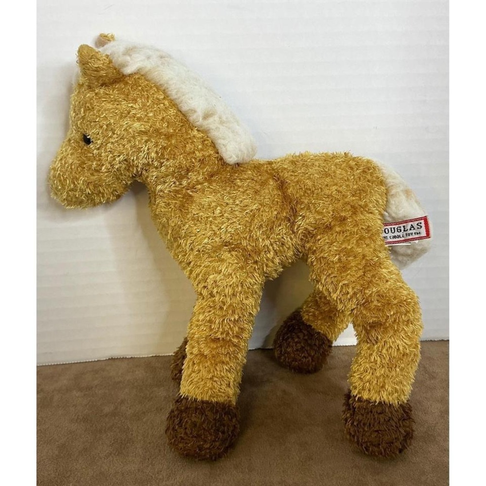 Douglas Cuddle Toys Horse Plush Tan Brown Hooves White Mane 16" Stuffed Animal